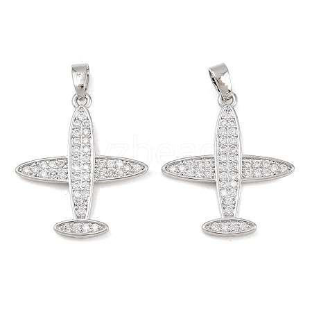 Brass Micro Pave Clear Cubic Zirconia Pendants KK-G549-18E-P-1