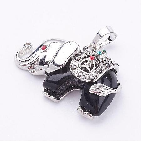 Natural Dyed & Heated Black Agate Pendants G-P268-07-1