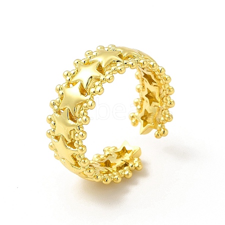 Rack Plating Brass Star Wrap Cuff Rings for Women RJEW-C050-15G-1