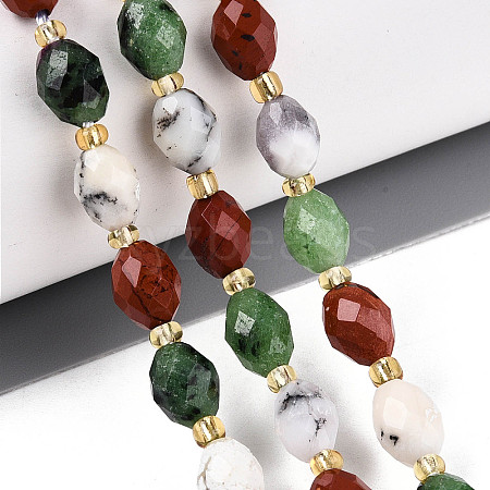 Natural Ruby in Zoisite & Red Jasper & Flower Opal Beads Strands G-T144-21A-01-1