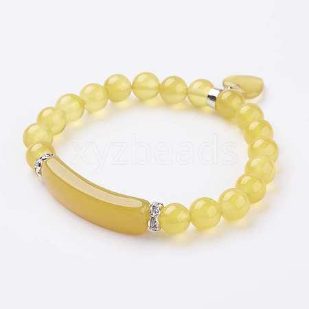 Natural Agate Beads Charm Bracelets BJEW-K164-C03-1