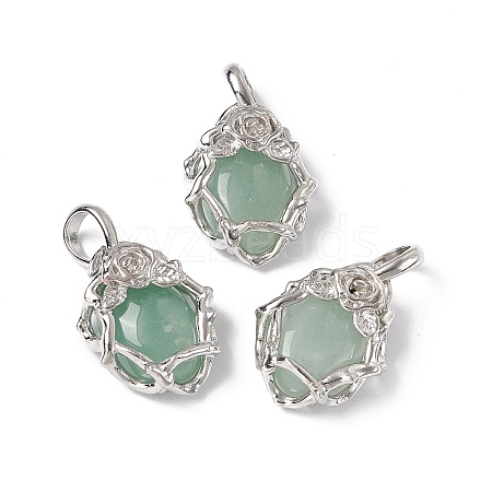 Natural Green Aventurine Pendants G-P484-03P-03-1