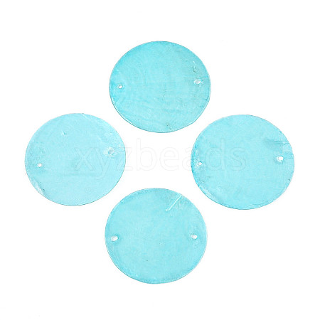 Spray Painted Natural Capiz Shell Disc Links Connector Charms SSHEL-T017-32A-1