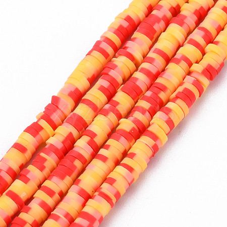 Handmade Polymer Clay Bead Strands X-CLAY-S094-4mm-A09-1