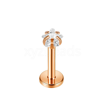 Titanium Steel Clear Cubic Zirconia Threadless Labret Stud WGC142D-06-1