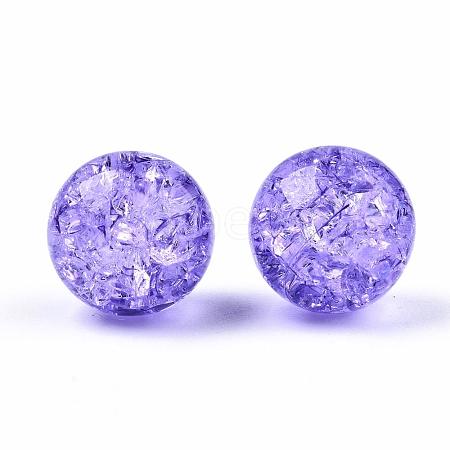 Transparent Crackle Acrylic Round Beads Strands CCG-R002-12mm-06-1