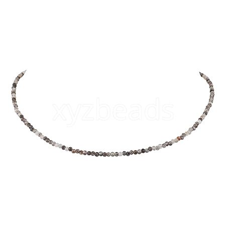 3mm Faceted Round Natural Black Rutilated Quartz Beaded Necklaces for Women NJEW-JN05079-02-1