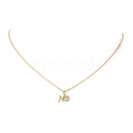 Clear Cubic Zirconia Word No Pendant Necklace NJEW-JN04330-02-1