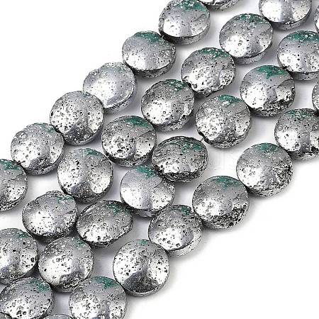 Electroplated Natural Lava Rock Beads Strands G-K388-01G-1