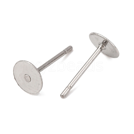 Tarnish Resistant 316 Surgical Stainless Steel Flat Round Blank Peg Stud Earring Settings STAS-R073-06-1