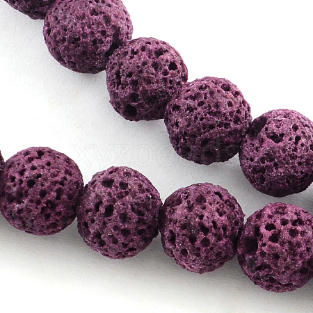 Synthetical Lava Rock Gemstone Round Bead Strands G-R285-8mm-03-1