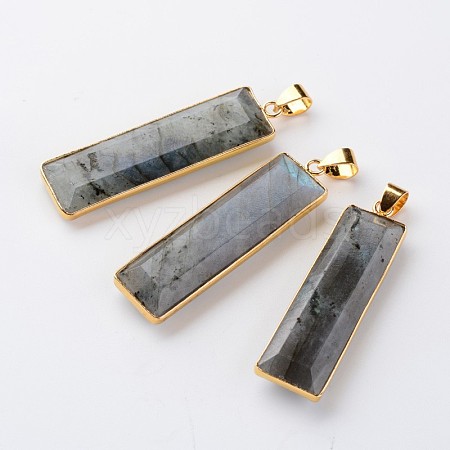 Faceted Rectangle Natural Labradorite Pendants X-G-M294-08-1