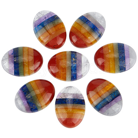 GOMAKERER 8Pcs Chakra Natural Mixed Gemstone Cabochons G-GO0001-50-1