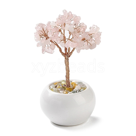 Natural Rose Quartz Chips Tree Decorations DJEW-M012-01D-1