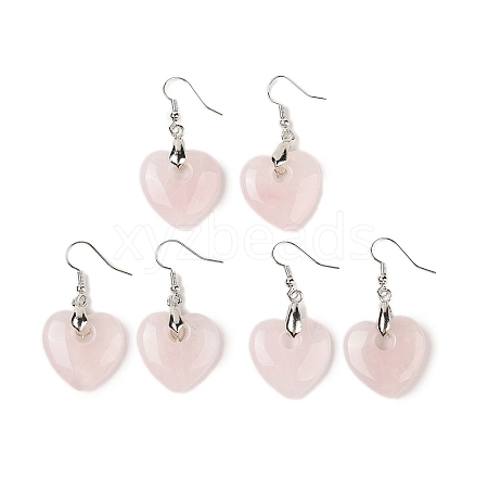 Natutal Rose Quartz  Dangle Earrings EJEW-F343-D05-1