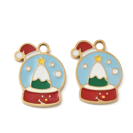Christmas 304 Stainless Steel Enamel Pendants STAS-Z093-08M-G-1