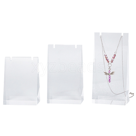 3Pcs 3 Sizes Transparent Acrylic Necklace Display Stands NDIS-WH0009-18-1