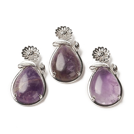 Natural Amethyst Pendants G-A031-02P-01-1