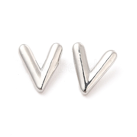 Brass Hollow Out Initial Letter Stud Earrings for Women EJEW-A044-01P-V-1