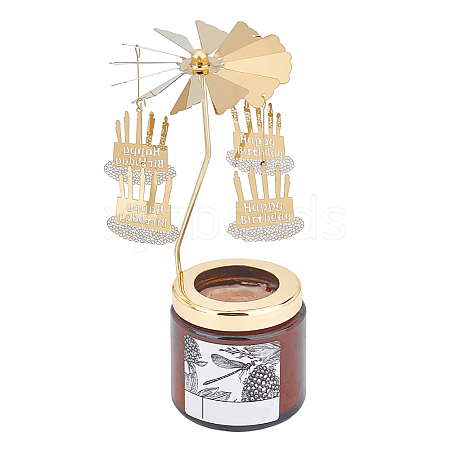 Birthday Cake Stainless Steel Rotating Tealight Candle Holders DIY-WH0488-99-1