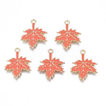 Autumn Theme Rack Plating Alloy Enamel Pendants X-ENAM-N055-068-1