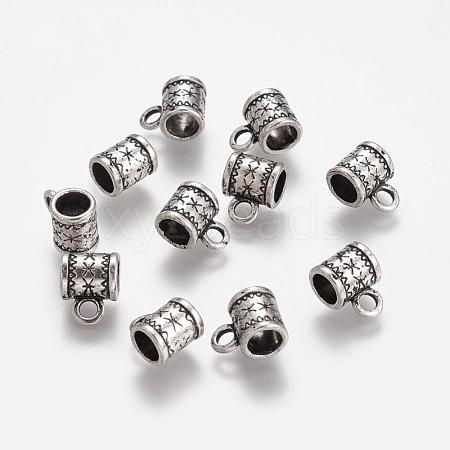 Antique Silver Alloy Column Bail Beads X-TIBEB-A0417-AS-FF-1