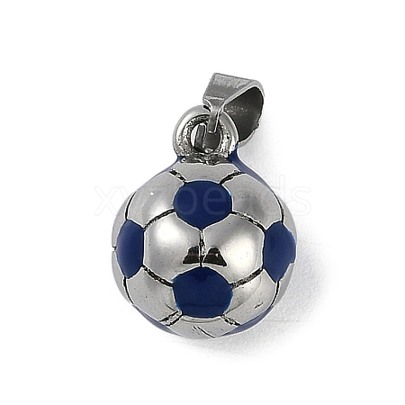 Trendy Necklace Findings 304 Stainless Steel FootBall/Soccer Ball Pendants STAS-L012-B01P-03-1