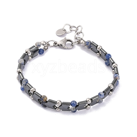 Natural Sodalite Beaded Bracelets BJEW-P339-03P-02-1