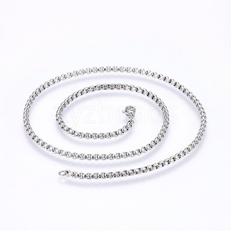 Non-Tarnish 304 Stainless Steel Box Chain Necklaces NJEW-F227-09P-09-1