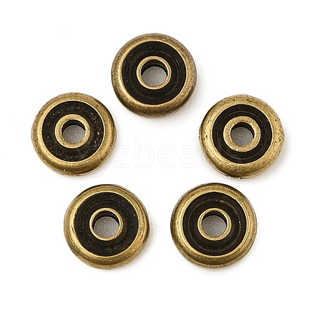 Rack Plating Flat Round Brass Beads KK-M302-01AG-1