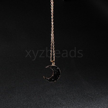 Crescent Moon Alloy Resin Pendant Necklaces WG568A9-01-1