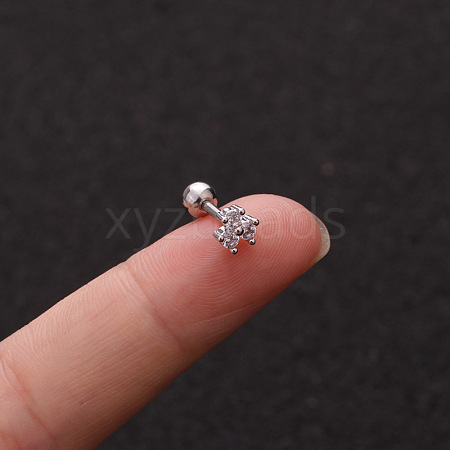 316L Surgical Stainless Steel Micro Pave Clear Cubic Zirconia Clover Cartilage Earrings WG9CD6D-41-1