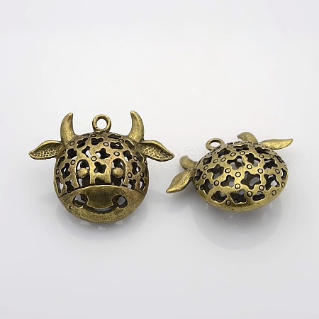 Hollow Tibetan Style Alloy Animal Pendants PALLOY-J416-25AB-NF-1