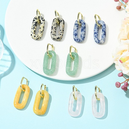 Gemstone Hoop Earrings for Women EJEW-JE07271-1
