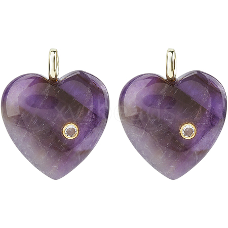 2Pcs Natural Amethyst Pendants G-FH0002-76A-1