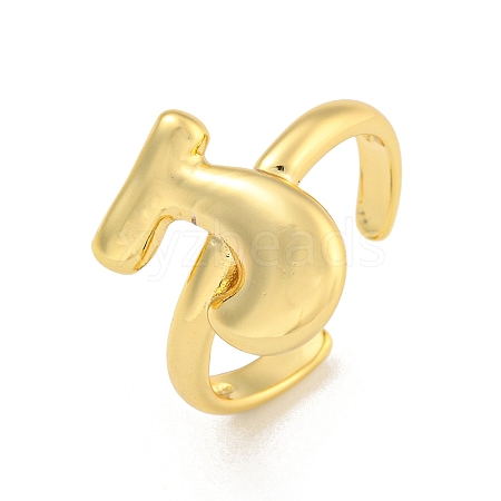 Brass Letter Open Cuff Rings for Women RJEW-G313-01J-G-1