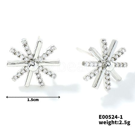 French Style Sunflower Stud Earrings with Rhinestones YY5133-1-1