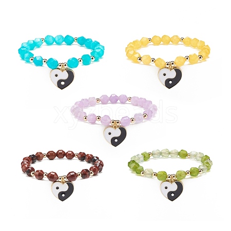 Natural Gemstone Stretch Bracelet BJEW-JB08525-1