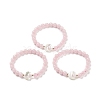 Natural Rose Quartz & Synthetic Hematite Stretch Bracelet BJEW-M236-01J-1