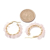 3 Pairs 3 Size Natural Rose Quartz Chips Hoop Earrings EJEW-JE05710-01-3