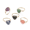 Gemstone & Shell Pearl Copper Wire Finger Rings for Women RJEW-JR01110-3