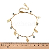Bohemian Brass & Resin Light Blue Evil Eye & Hamda Hand Tassel Anklets AJEW-Z046-01G-3