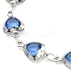 304 Stainless Steel & Glass Heart Link Chain Bracelets for Women BJEW-P334-12P-3