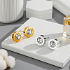 8Pcs 2 Colors 304 Stainless Steel Flat Round Stud Earrings EJEW-GO0003-12-3