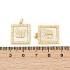 Brass Pave Natural White Shell Pendants KK-U058-30G-01-3