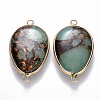 Assembled Bronzite and Synthetic Aqua Terra Jasper Links connectors G-R457-09-2