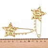 Textured Star 304 Stainless Steel Safety Pins Brooch Findings SA-CBA098D-16G-G04-3
