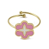 Flower 304 Stainless Steel Enamel Ring RJEW-A038-18G-01-2