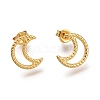 304 Stainless Steel Crescent Moon Stud Earrings EJEW-H100-06B-G-1