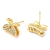 Rack Plating Brass Hair Clip Shape Stud Earrings with Cubic Zirconia EJEW-A103-03G-2